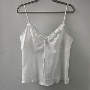 Express‎ White Babydoll Blouse with Lace Detail